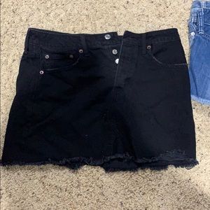 Black denim skirt